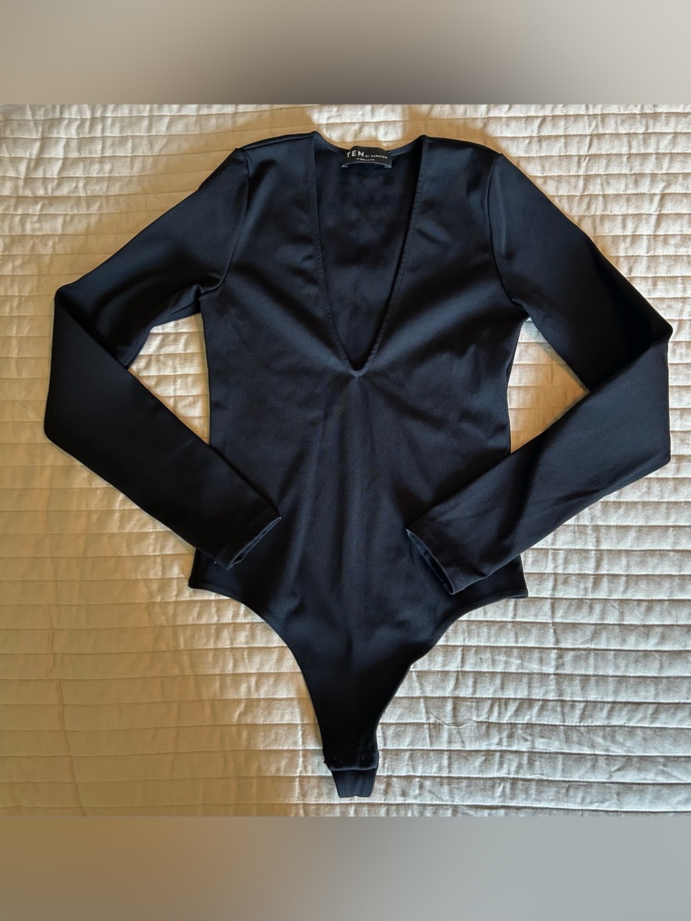 Ten by Babaton Long Sleeve Deep V Bodysuit